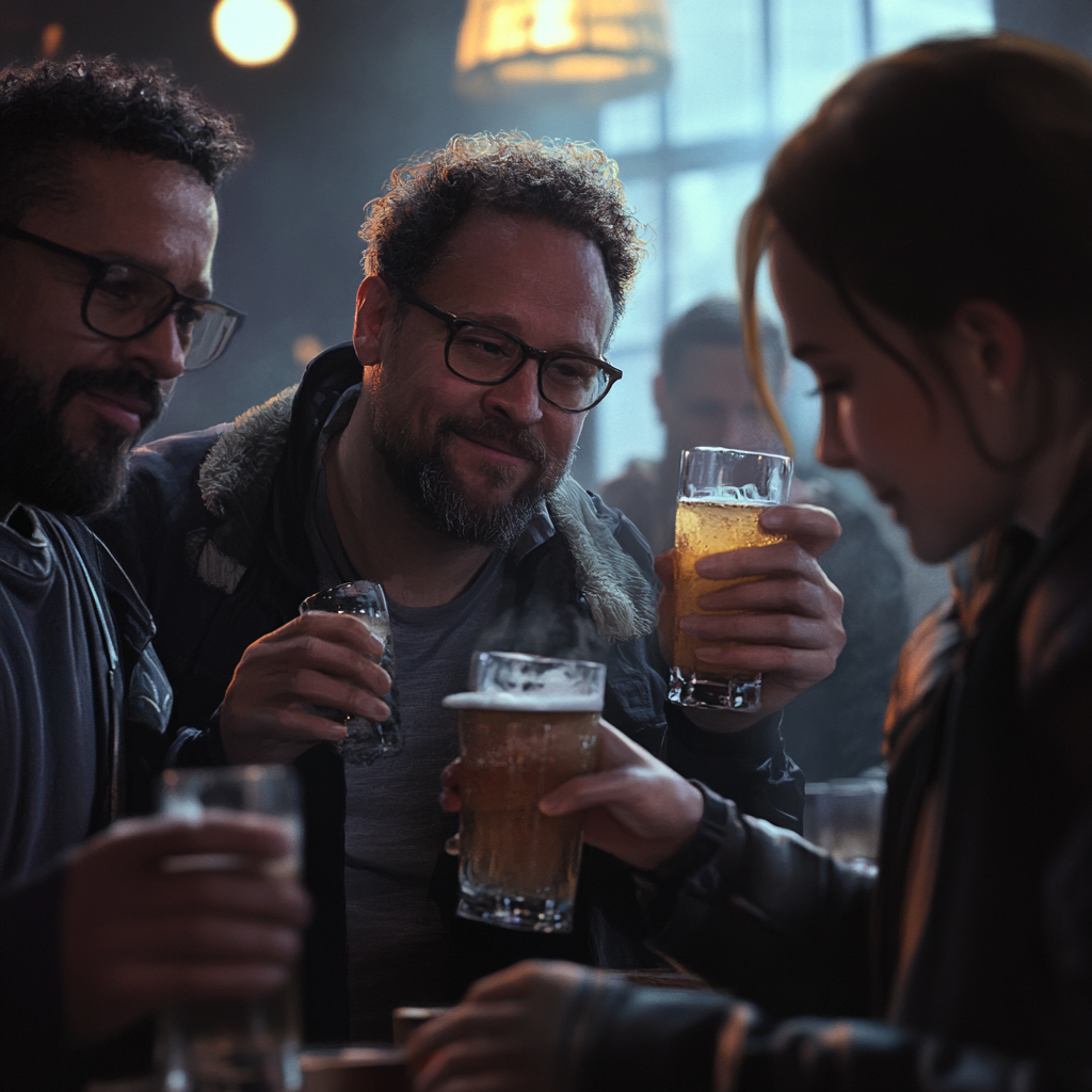 people drinking in a bar