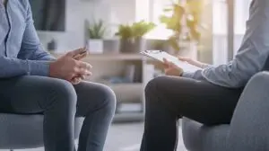 methadone detox therapy session patient listens attentively to a therapist