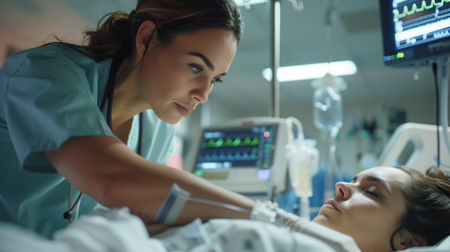 compassionate nurse monitoring a fatigued patient in a medical detox facility