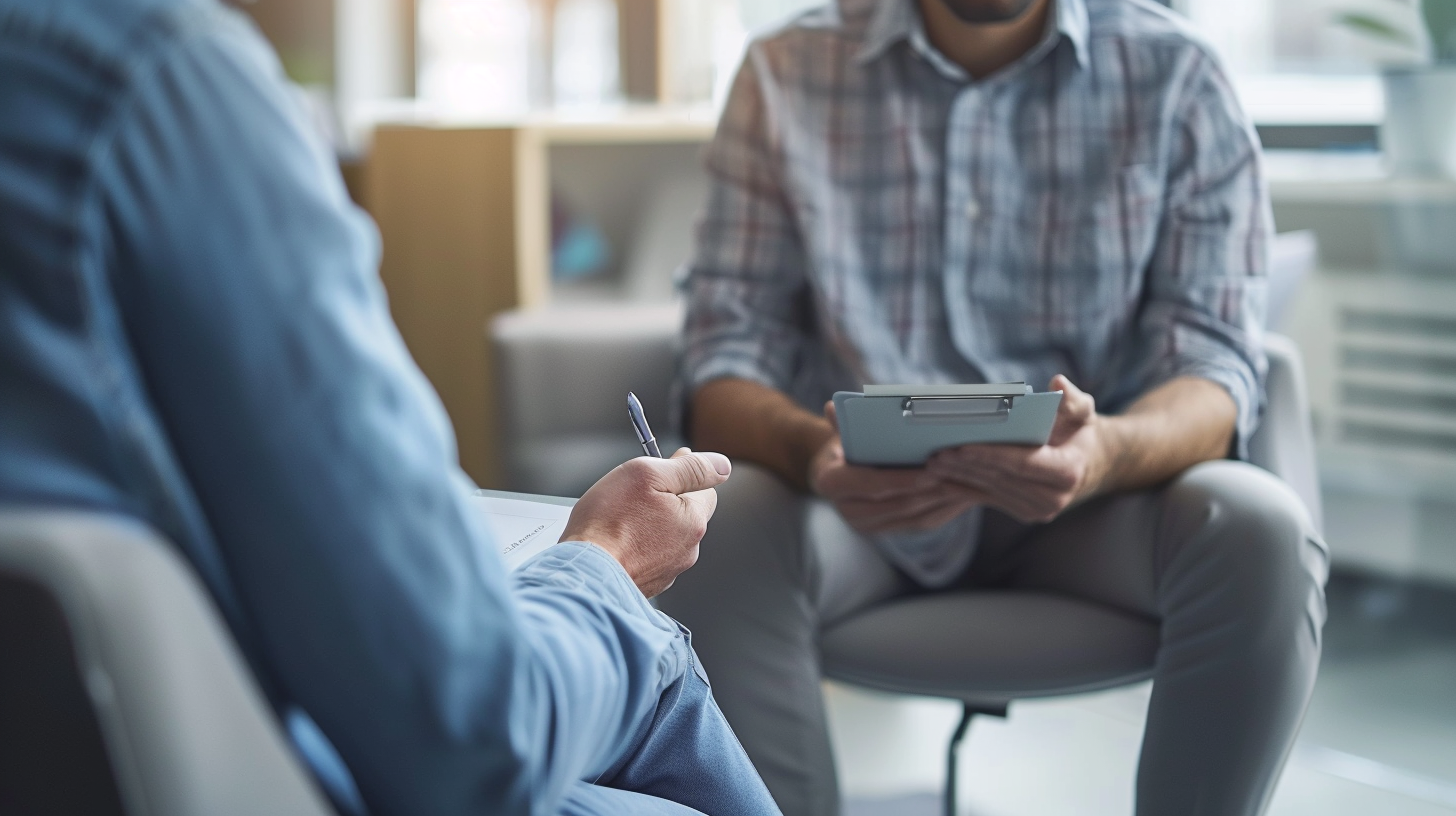 patient and counselor during a therapy session opioid treatment