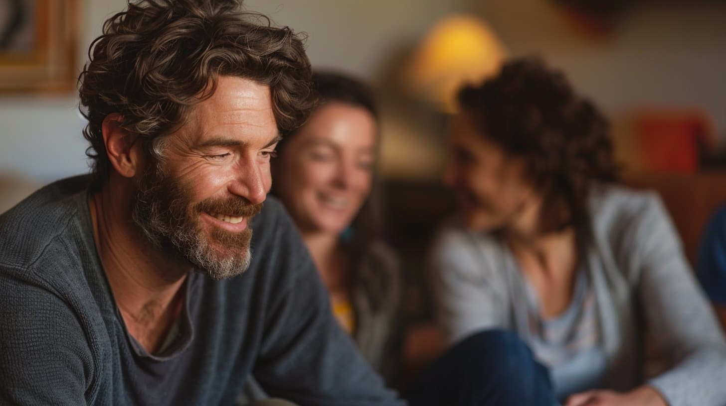 family in positive addiction therapy session, showing support and healing in a warm