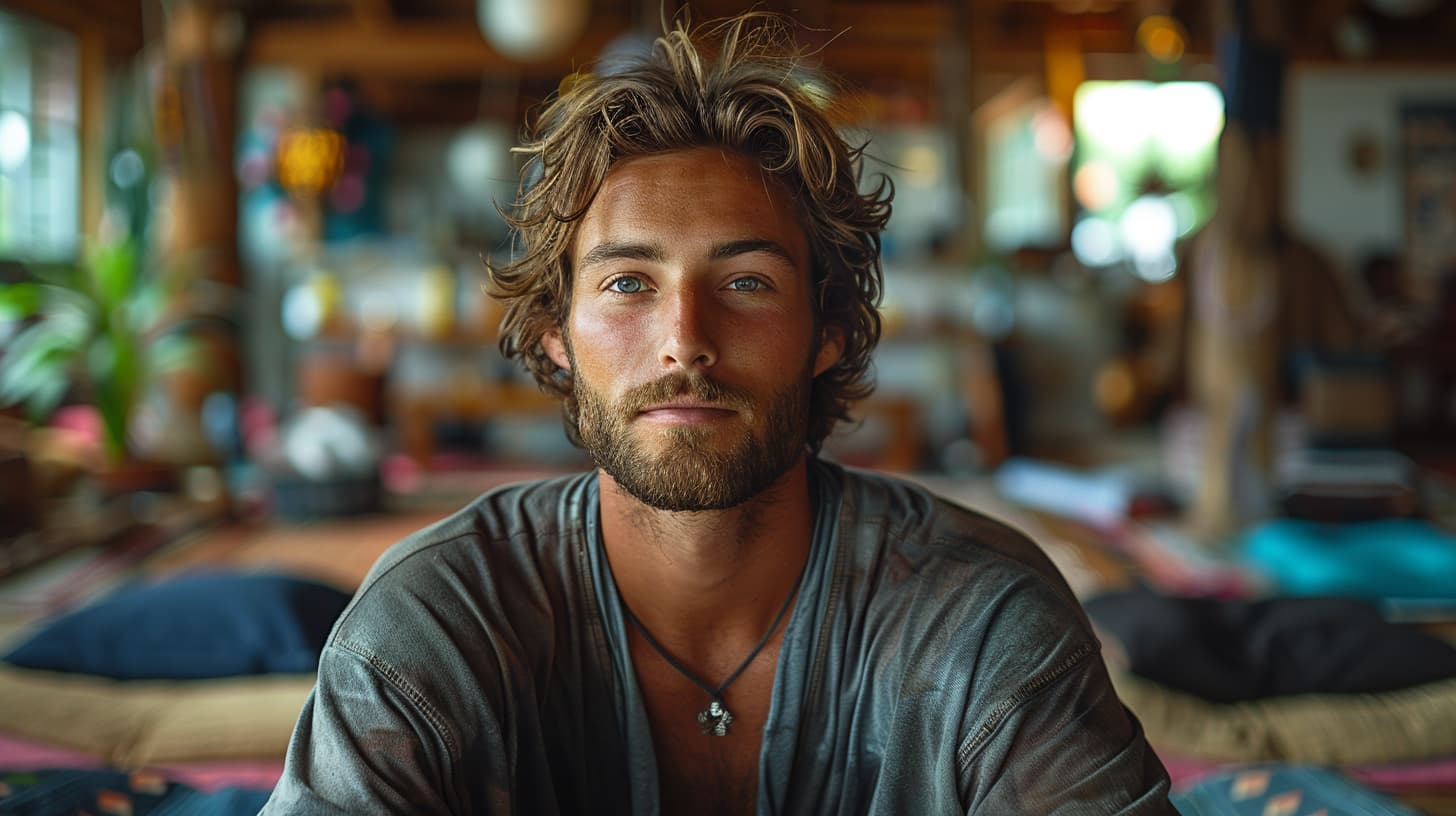 man in serene indoor space, reflecting on holistic recovery benefits