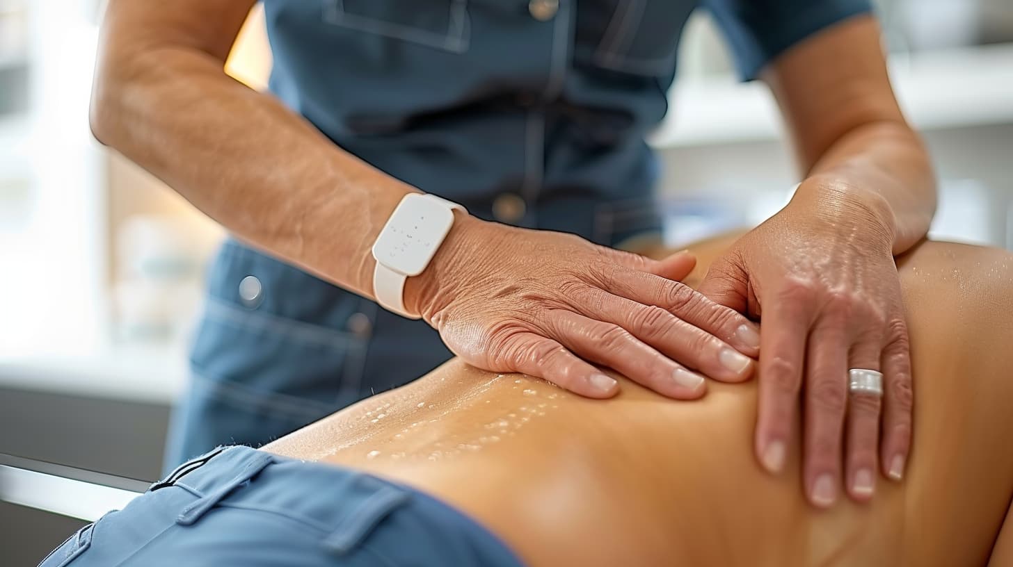 therapist performing swedish massage